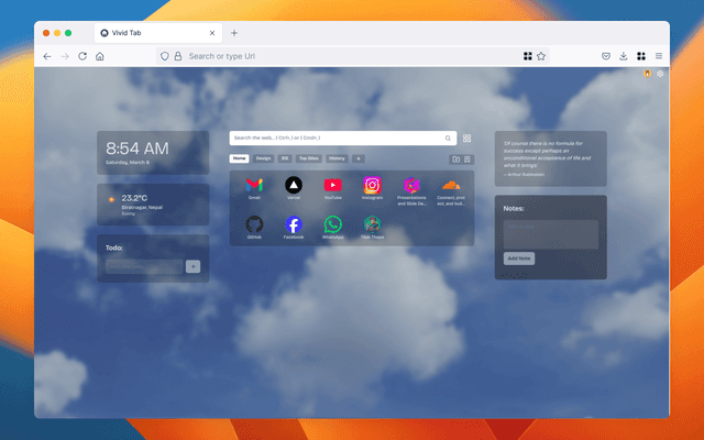 Vivid Tab: A new tab, a new vibe.